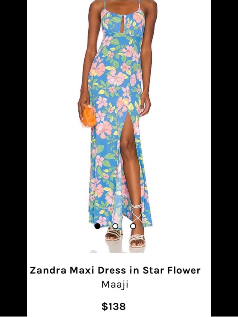Maaji Blue Floral Maxi Dress with Pink & Green Accents